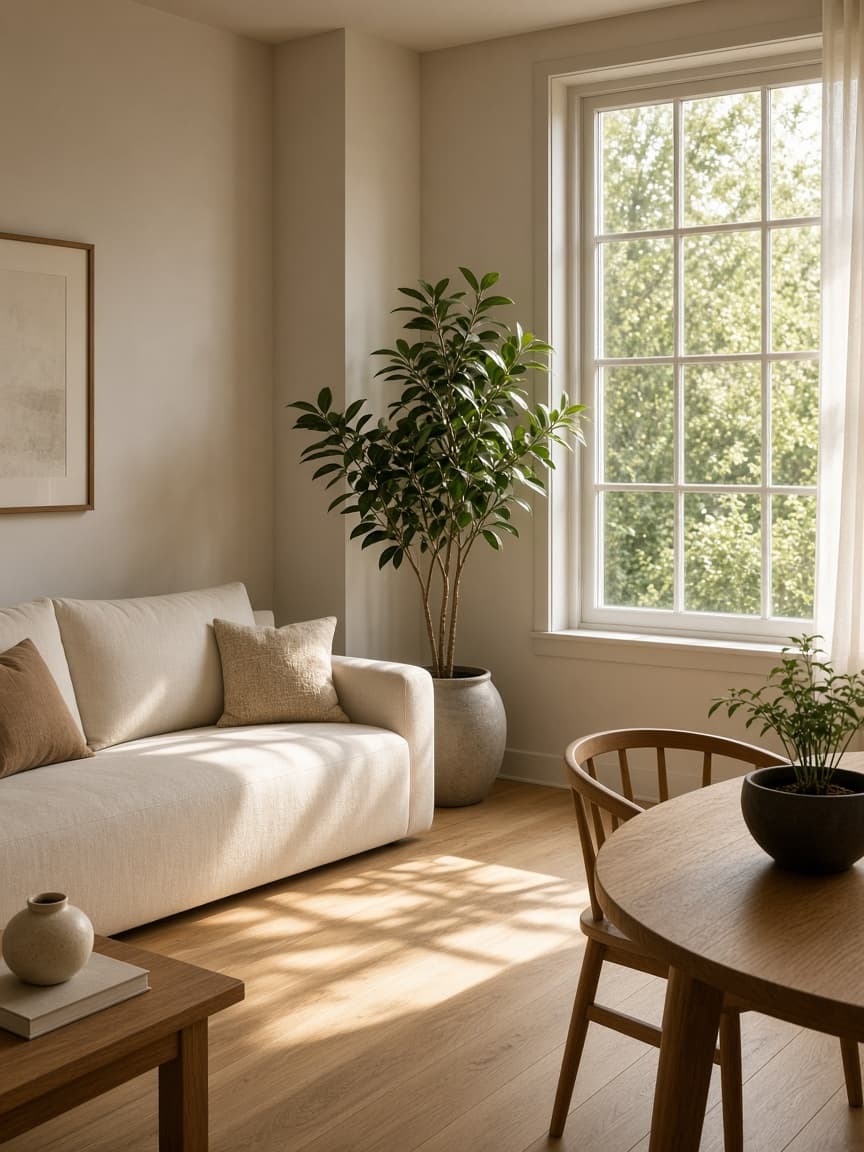 Warm living and dining space